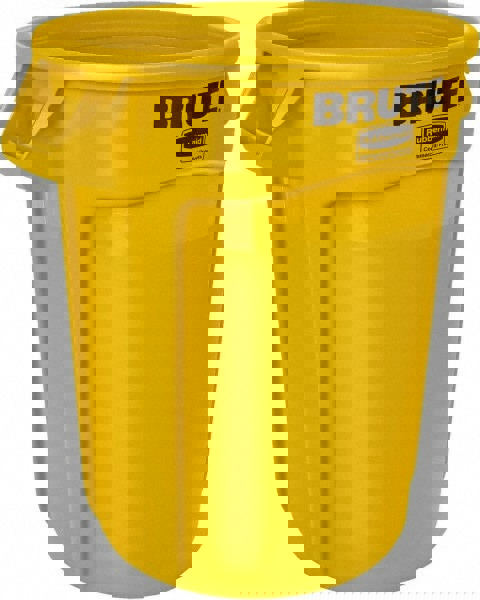 Vented Round Brute Container, 20 gal, Plastic, Yellow